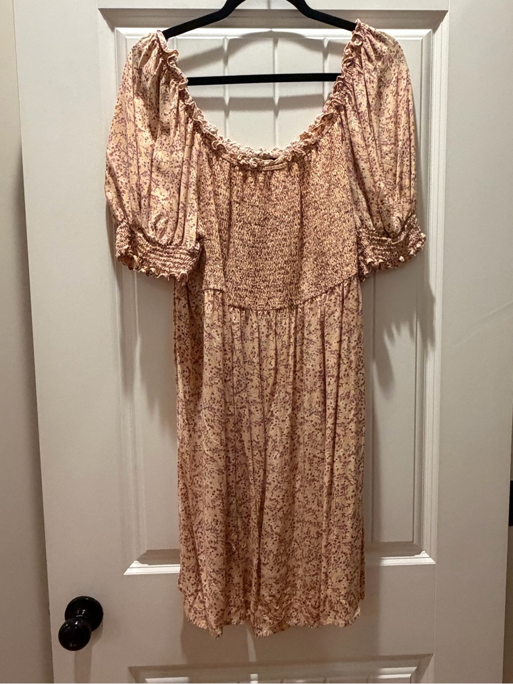 Floral Smocked Babydoll Dress in Blush Pink